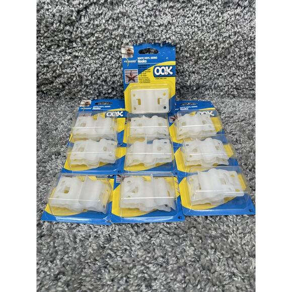 Lot Of 10 OOK White Vinyl Siding Christmas Decorations Hangers 4 Hooks Pack - Picture 1 of 8